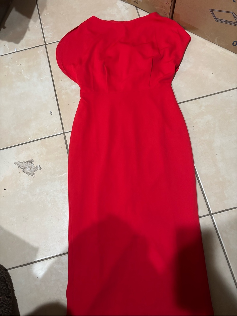 Red Women's Sheath Dress with Cap Sleeves